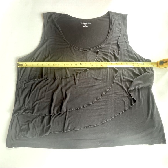 Croft & Barrow Black Sleeveless Rayon Top with Fabric Overlay on Front W… - Picture 6 of 9